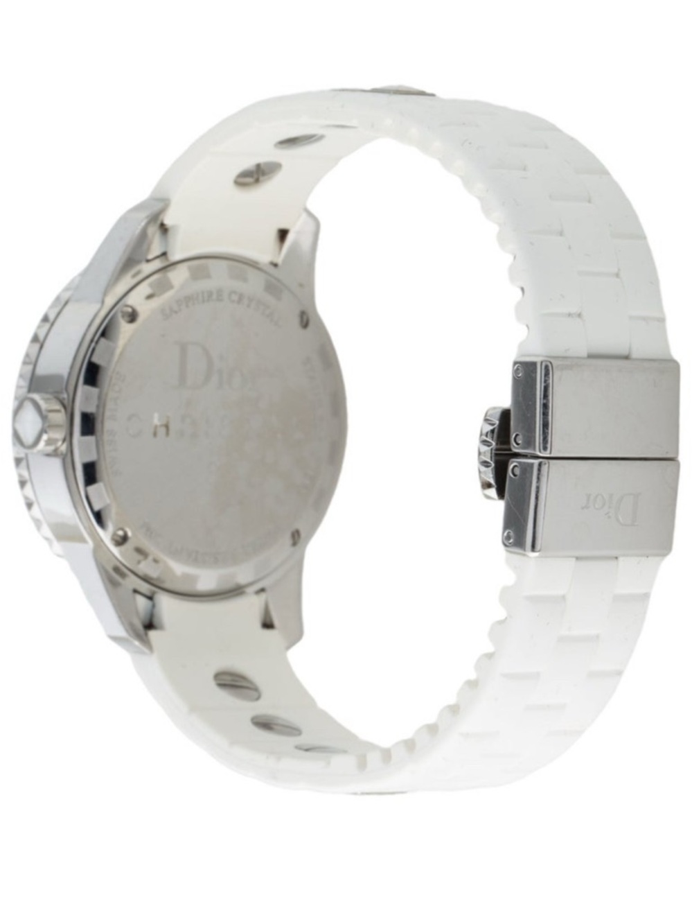 Dior White Ceramic and Silver Crystal Bezel Watch - Picture 2 of 3